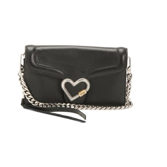 AIMEE KESTENBERG Black Leather Lovers Lane Wallet On A Chain